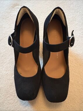 Chinese Laundry Pollyanne Black Suede Wedge Mary Jane Pumps Size 5.5